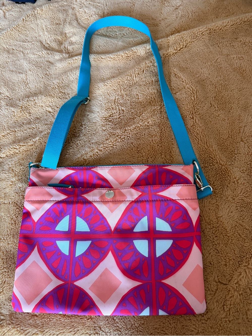 Fossil Pink, Magenta & Turquoise Geometric Crossbody